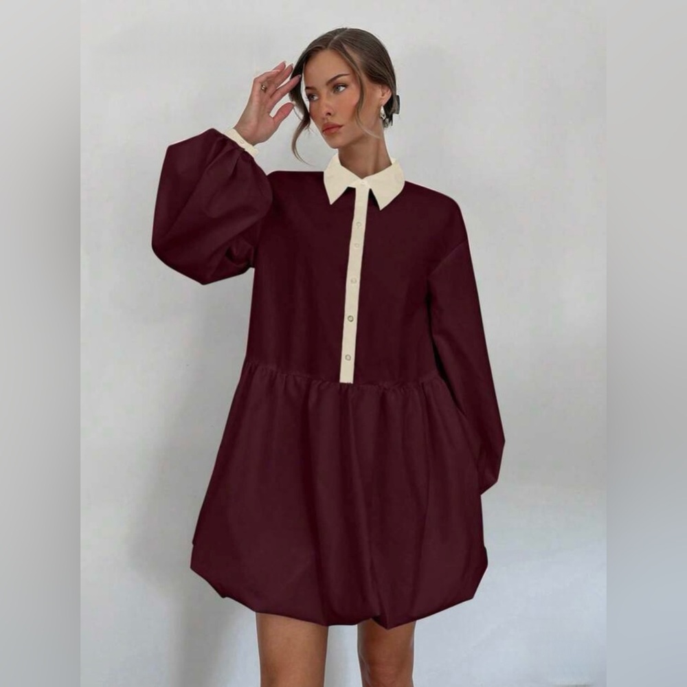 Burgundy Peplum Dress